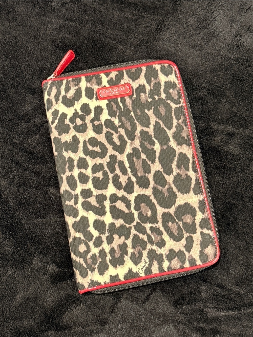 Coach Y2K Cheetah Print Patent Leather Trim Tablet Case